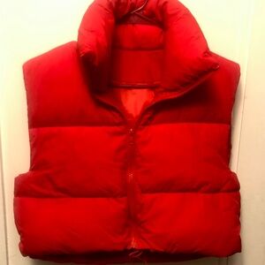 Red Cropped Puffer Vest